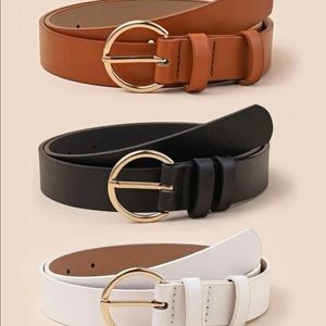 3 Piece Round Buckle Belt